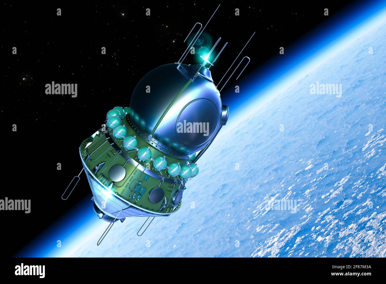 L'engin spatial Vostok était un type d'engin spatial construit par l'Union soviétique. Le premier vol spatial humain par le cosmonaute soviétique Yuri Gagarin Banque D'Images