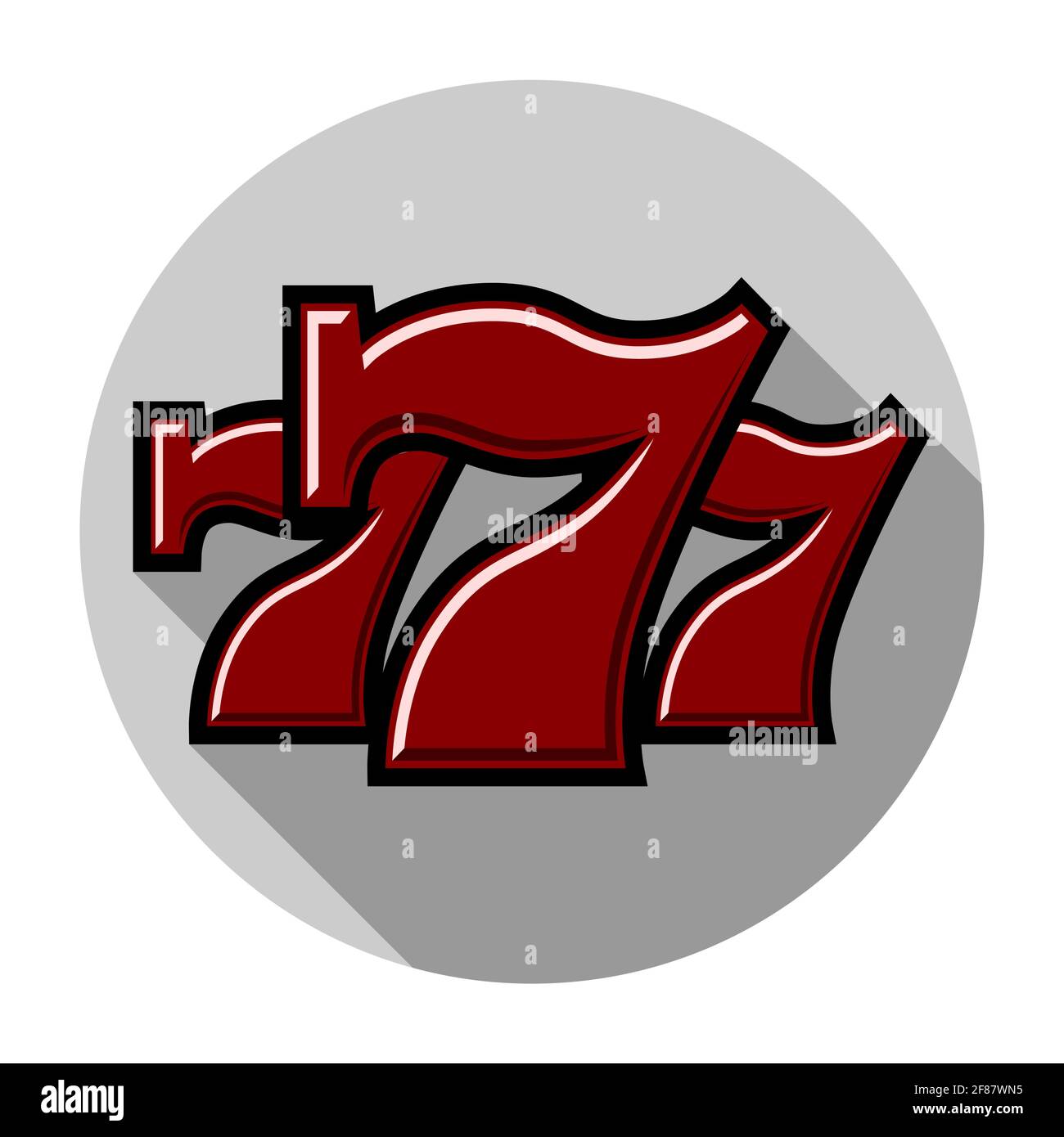 Triple Lucky Sevens avec zones claires et ombres - conception plate illustration à vecteur de couleur Illustration de Vecteur