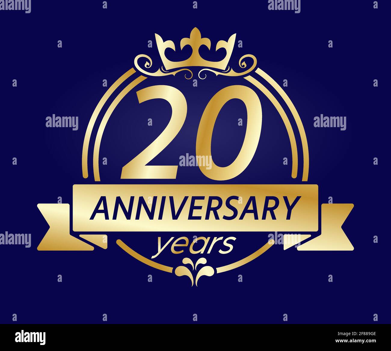 20 ans. Cadre rond doré avec couronne et ruban. Illustration vectorielle  pour un anniversaire, un mariage ou un anniversaire de mariage, pour un  design créatif Image Vectorielle Stock - Alamy