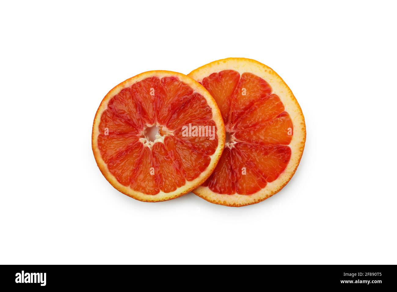 Tranches d'orange rouge isolées sur fond blanc Banque D'Images
