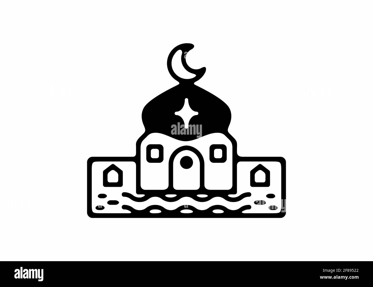 Couleur noire de l'illustration de la mosquée motif du ramadan Illustration de Vecteur