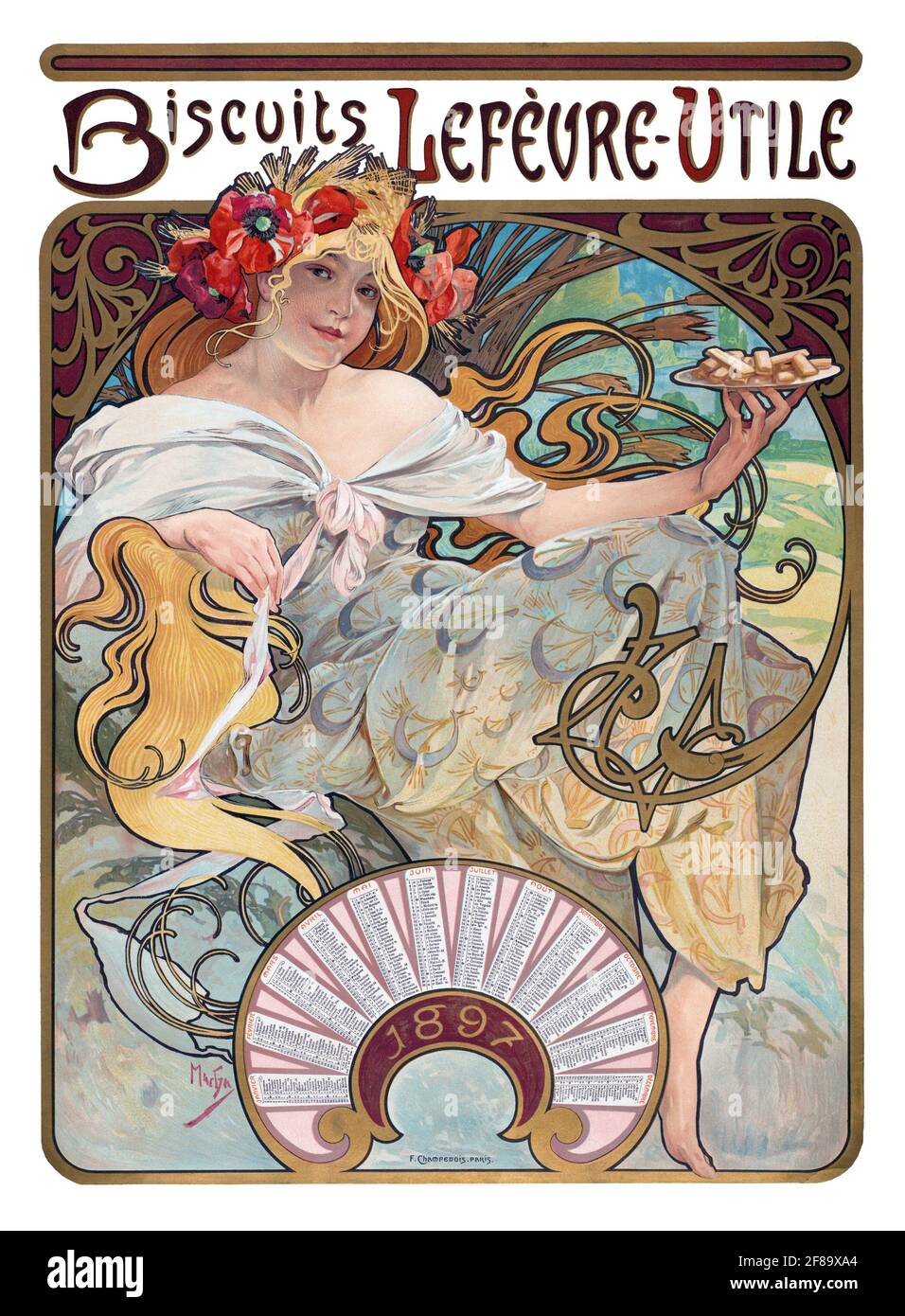 Biscuits Lefèvre-Utile – Art Nouveau par Alphonse Mucha, 1896 Banque D'Images