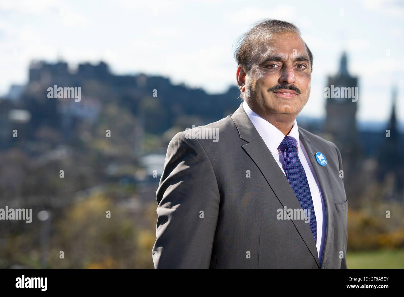 Édimbourg, Écosse, Royaume-Uni. 12 avril 2021. PHOTO : Irshad Ahmed, candidat pour la région de Lothian pour le Parti Alba. Pic Credit: Colin Fisher/Alay Live News Banque D'Images