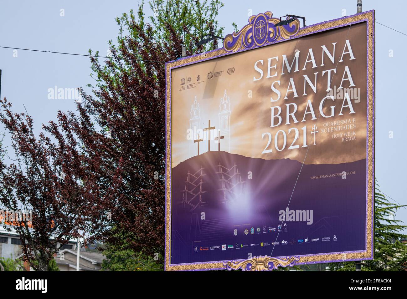 Pâques au Portugal, Cartaz Semana Santa em Braga 2021, événements chrétiens Banque D'Images