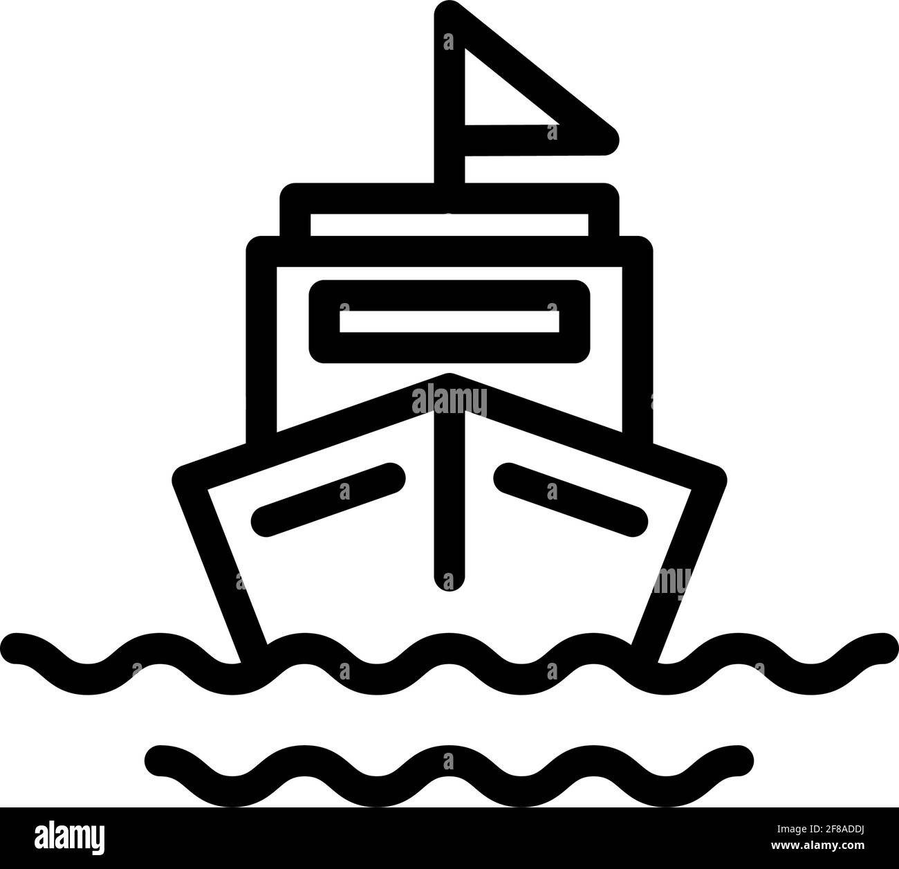 Illustration vectorielle de l'icône du bateau, symbole du logo du yacht de la saison d'été de vacances avec style de contour Illustration de Vecteur