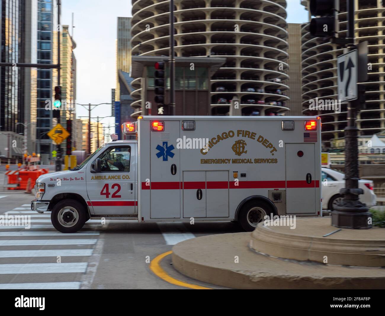 Ambulance du service des incendies de Chicago. Banque D'Images