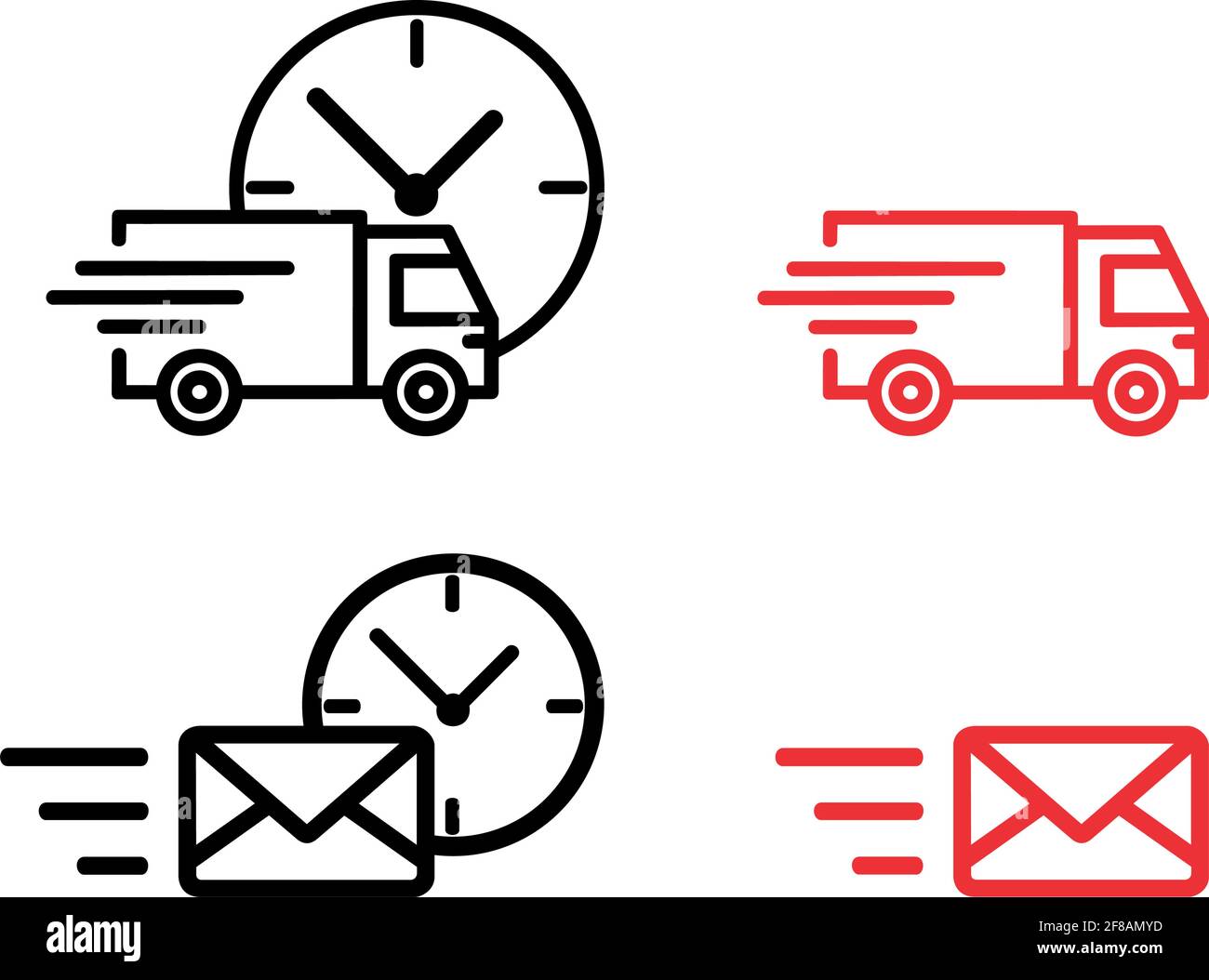Vecteur d'icône de transport et de courrier express rouge et noir Illustration de Vecteur