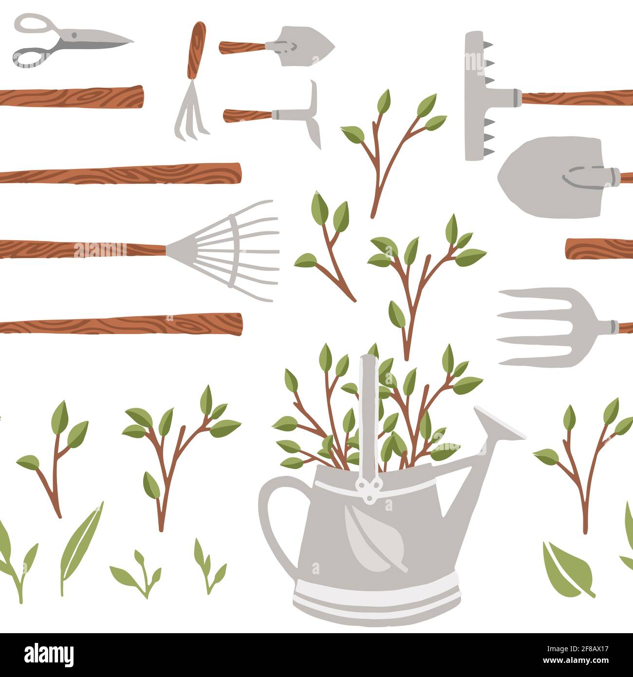 Collection sans couture de motifs d'articles pour le jardinage divers outils de jardinage illustration vectorielle sur fond blanc Illustration de Vecteur