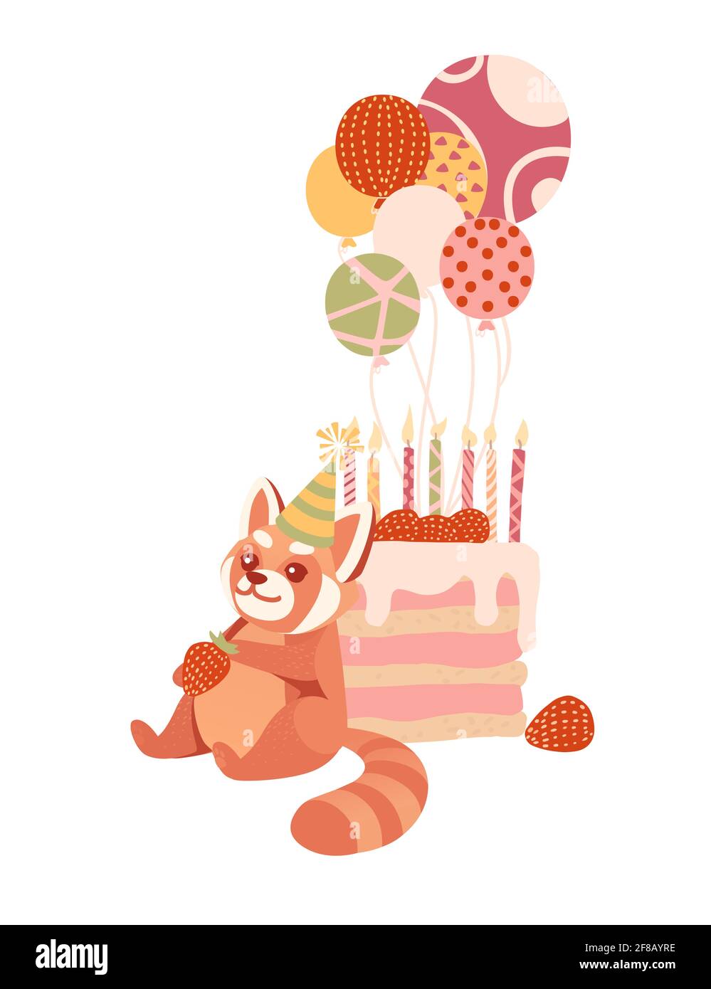 Joli Panda Rouge Dans Un Chapeau De Cone Assis Avec Gateau D Anniversaire Anniversaire Animal Concept Dessin Anime Animal Dessin Vectoriel Illustration Sur Blanc Arriere Plan Image Vectorielle Stock Alamy