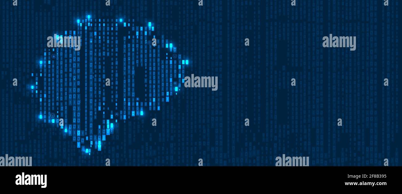 Cerveau humain abstrait. Intelligence artificielle nouvelle technologie. Science contexte futuriste Illustration de Vecteur