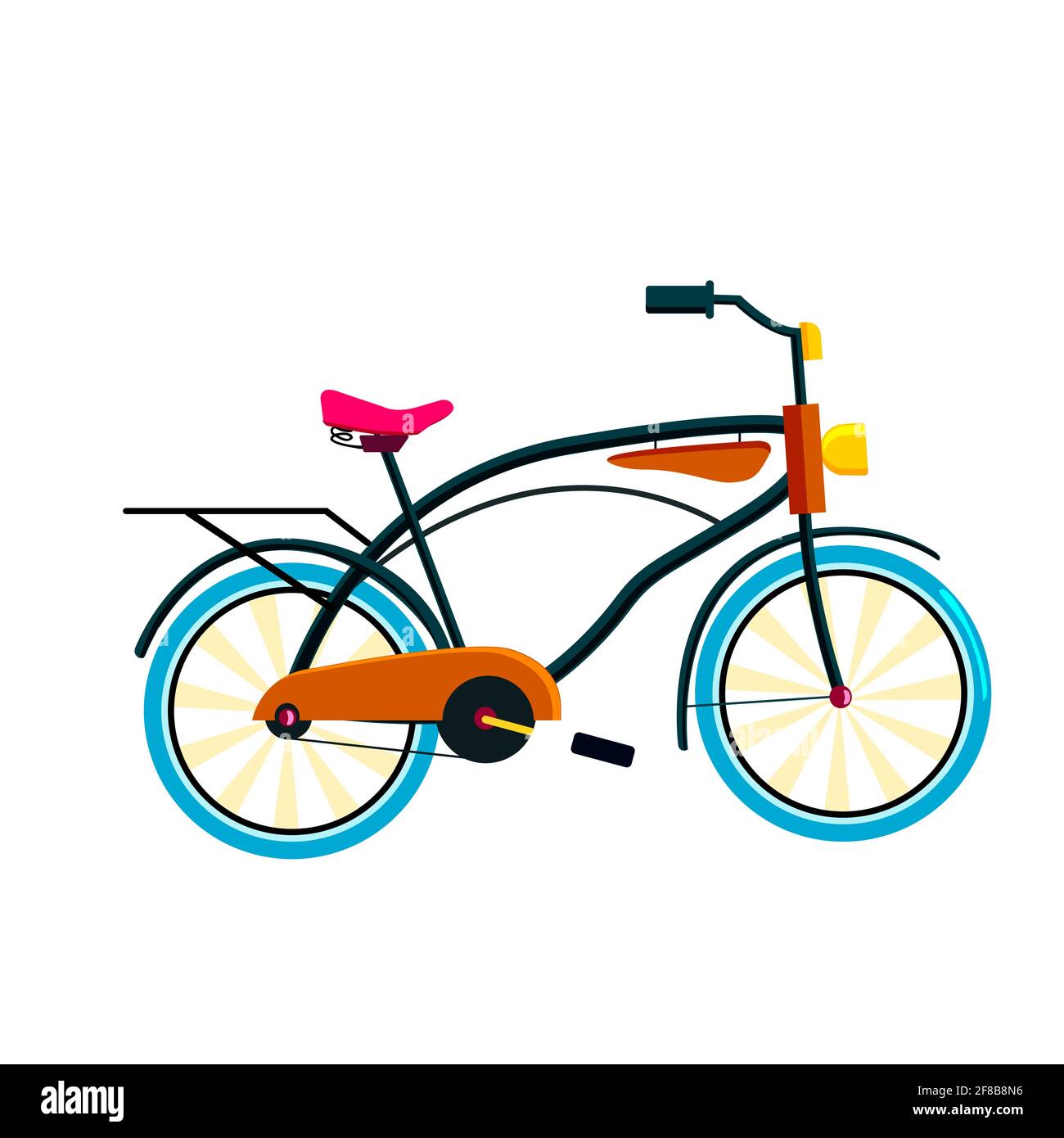 Cruiser plage vieux mode vélo plat vecteur Illustration de Vecteur