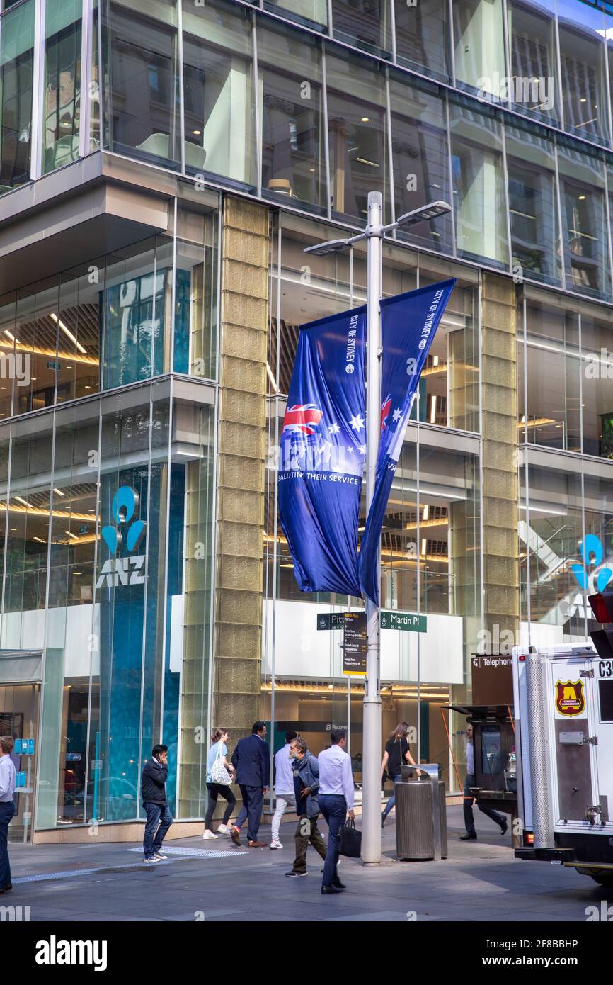 Succursale de la banque ANZ à Martin place à Sydney Centre, Nouvelle-Galles du Sud, Australie Banque D'Images