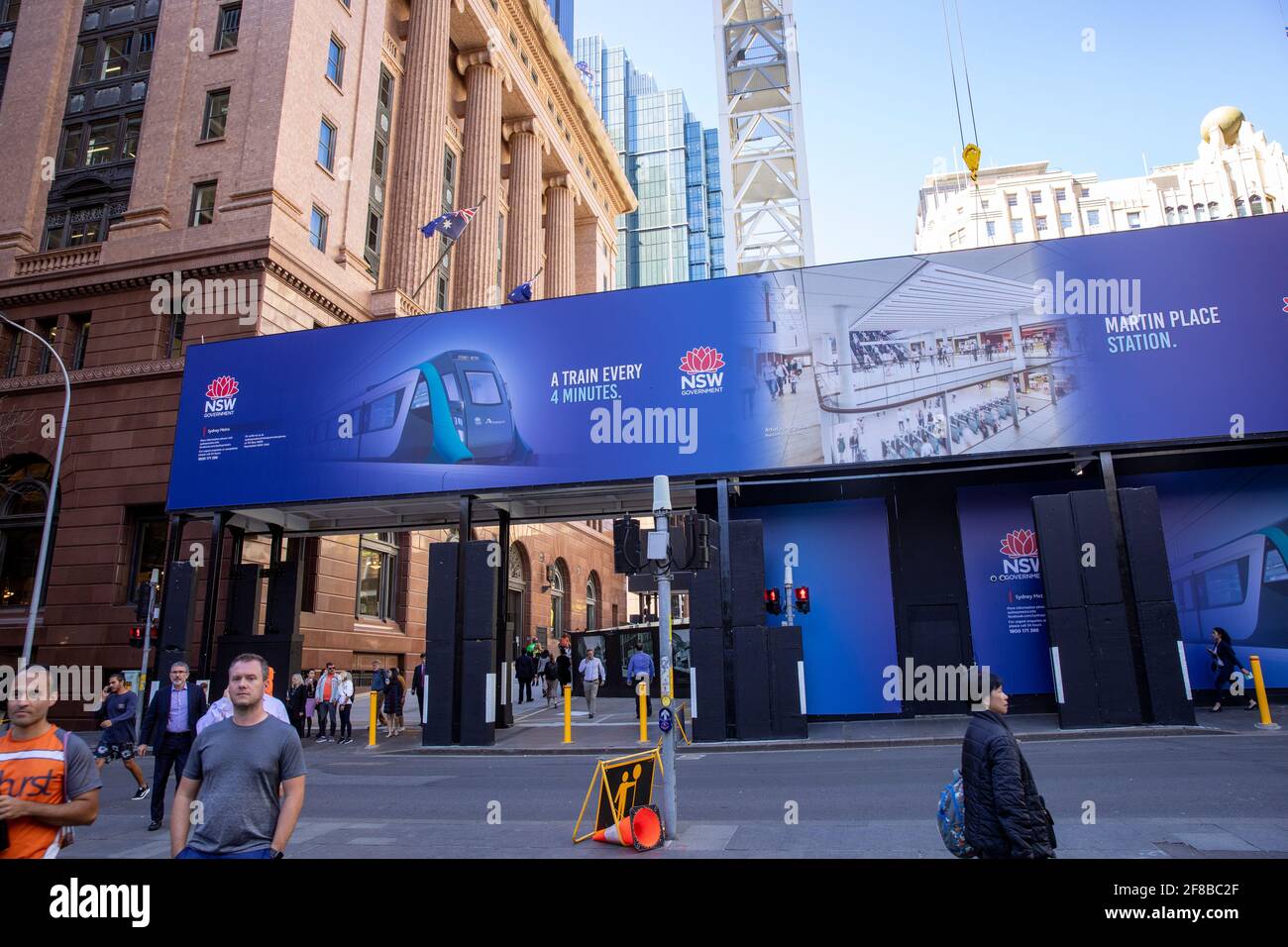 Projet de construction du métro de Sydney et construction de la station de métro MartinPlace, Sydney Centre-ville, Nouvelle-Galles du Sud, Australie Banque D'Images