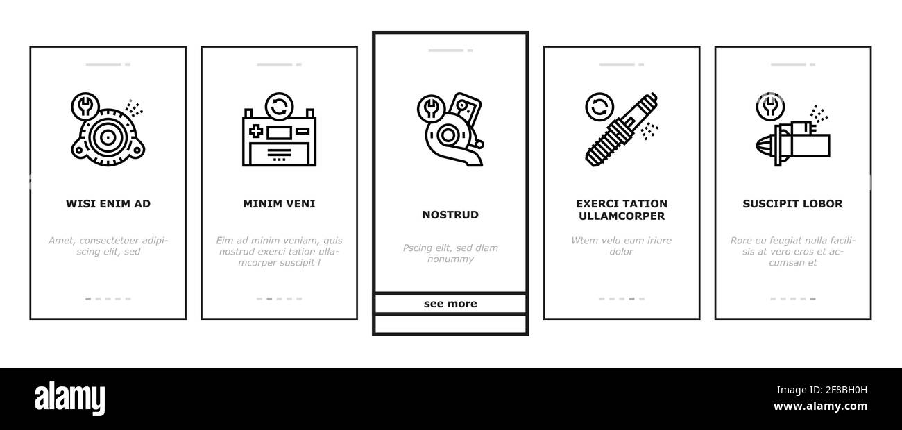 Car Service garage Onboarding Icons Set Vector Illustration de Vecteur