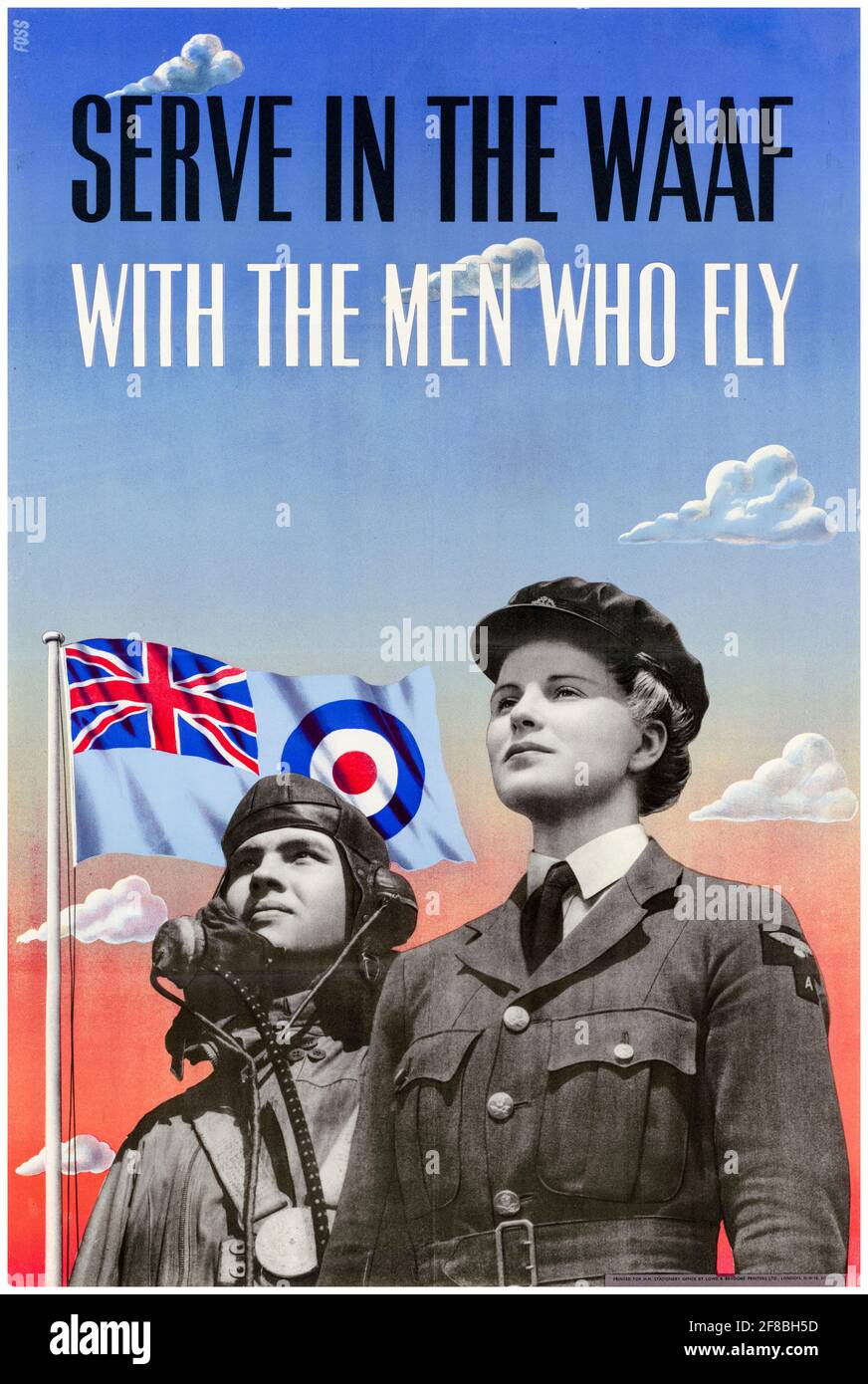 Servez dans la WAAF : avec les hommes qui voles, affiche de recrutement des femmes de la Seconde Guerre mondiale britannique, 1942-1945 Banque D'Images
