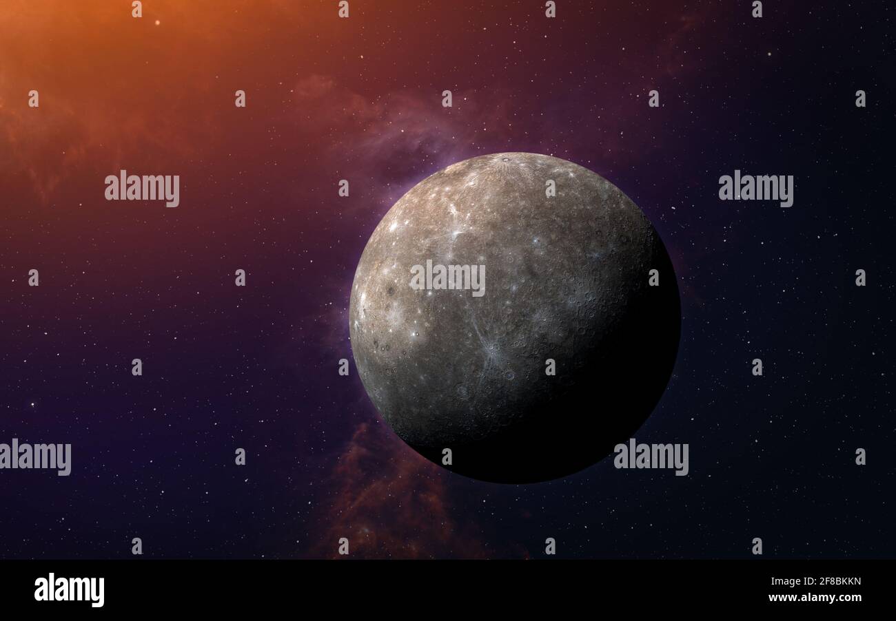 Vue Sur La Planete Mercure Depuis L Espace L Espace La Nebuleuse Et La Planete Mercure Ces Elements D Image Fournis Par La Nasa Photo Stock Alamy