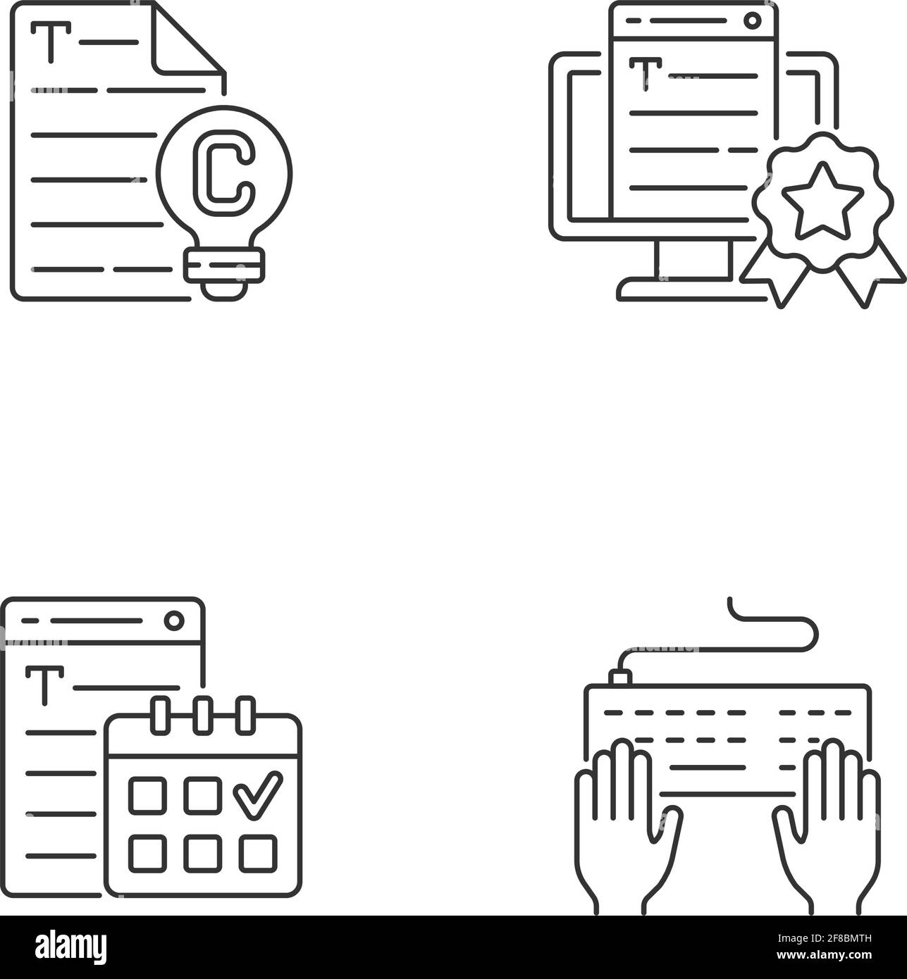 Ensemble d'icônes linéaires de texte SEO Illustration de Vecteur