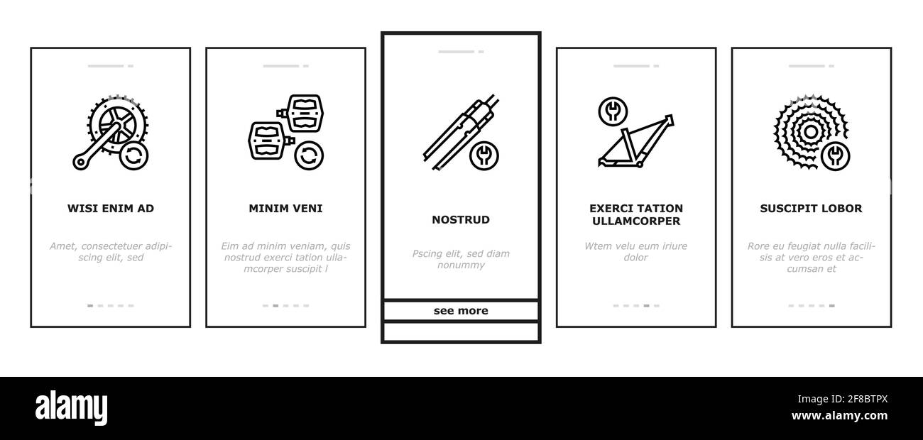 Service de réparation de vélo icônes d'intégration Set Vector Illustration de Vecteur