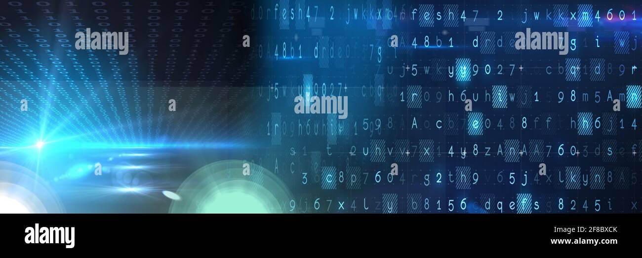 Traitement du code informatique sur fond bleu, technologie, programmation et concept de codage informatique Banque D'Images