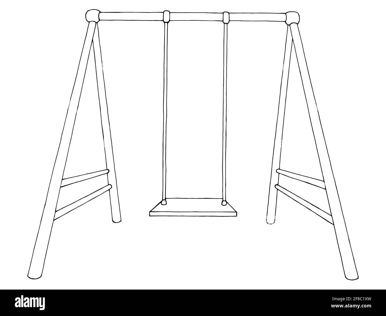 Swing graphique noir blanc isolé esquisse vecteur d'illustration Illustration de Vecteur