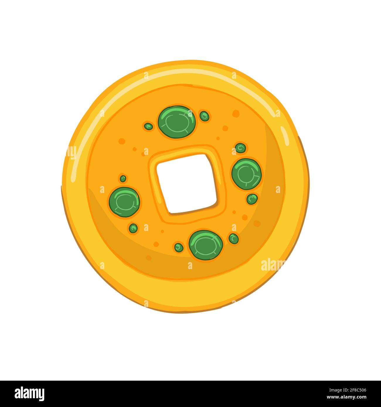 Pièce de monnaie chinoise chanceuse. Icône de vecteur de pièce Feng Shui. Illustration de Vecteur