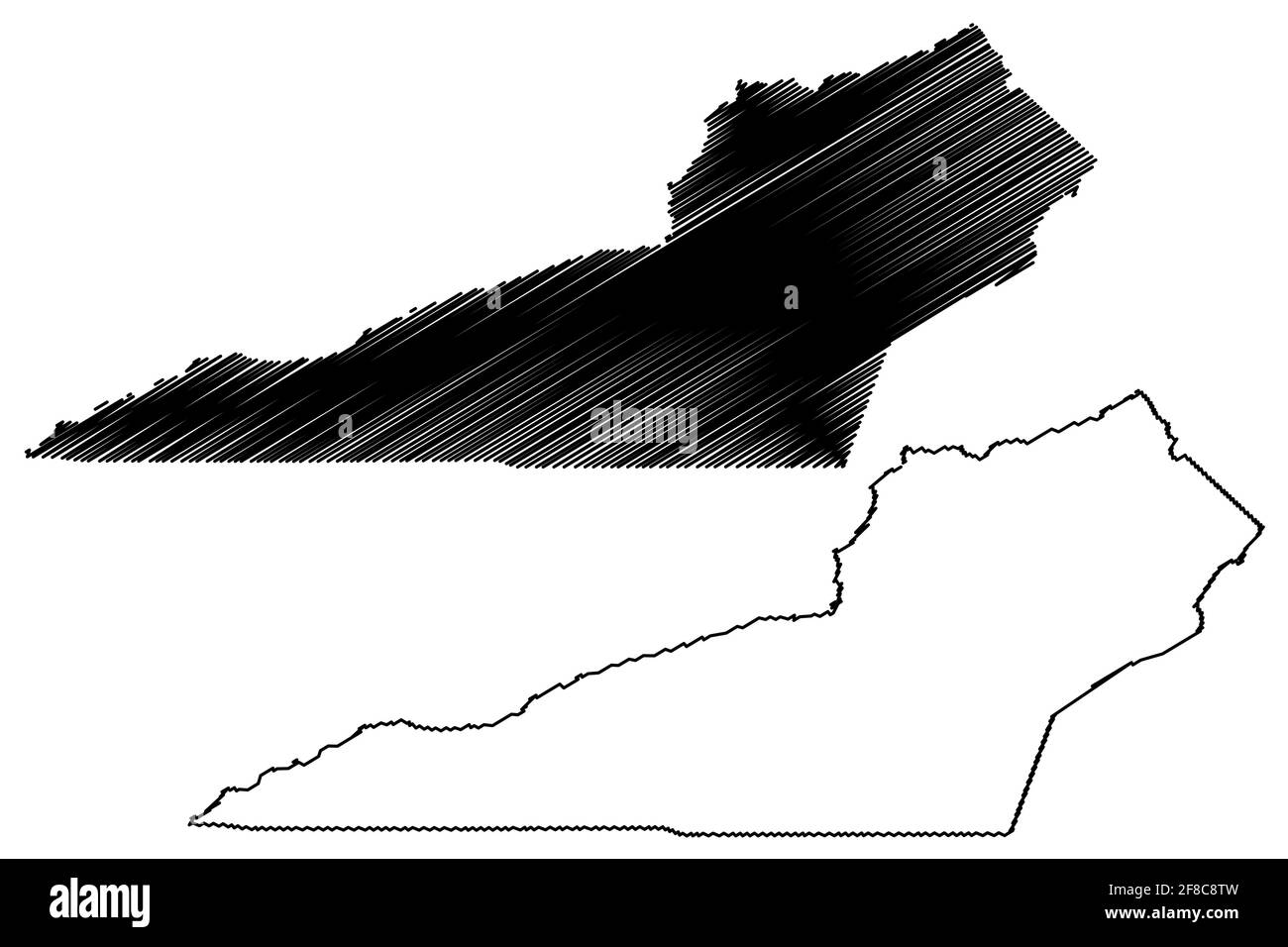 Lee County, Commonwealth of Virginia (comté des États-Unis, États-Unis d'Amérique, États-Unis, États-Unis) carte illustration vectorielle, scribble sketch carte Lee Illustration de Vecteur