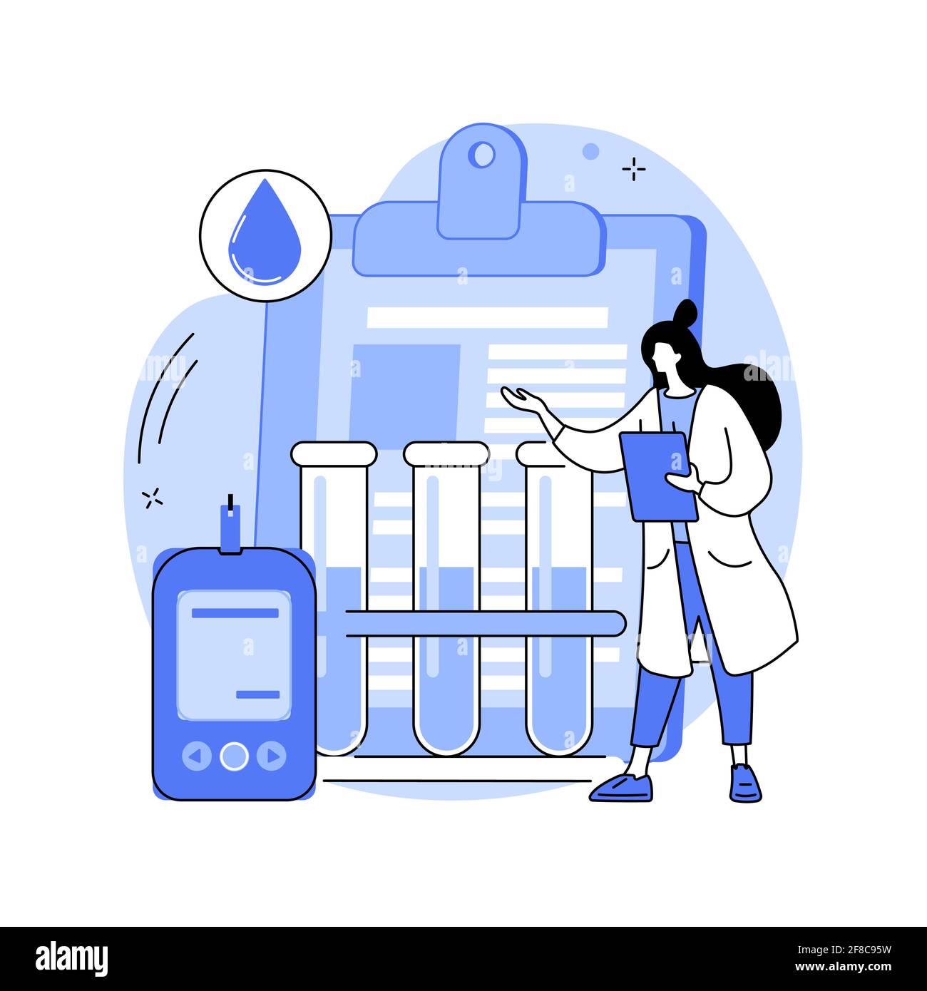 Illustration abstraite du vecteur de concept des résultats de l'examen du diabète. Illustration de Vecteur