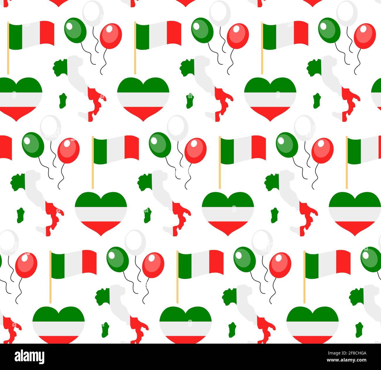 Motif sans coutures Happy Italy Independence Day. Vacances italiennes fond infini, texture. Illustration vectorielle. Illustration de Vecteur