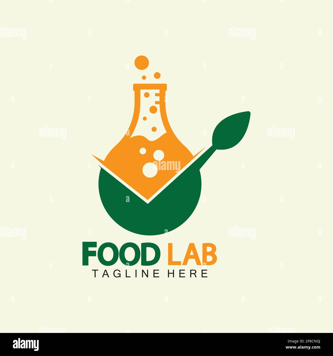 Modèle de conception d'illustration de l'icône vectorielle du logo Food Lab. Logo Lab. Tube à essai de laboratoire avec cuillère et fourchette. Illustration de Vecteur