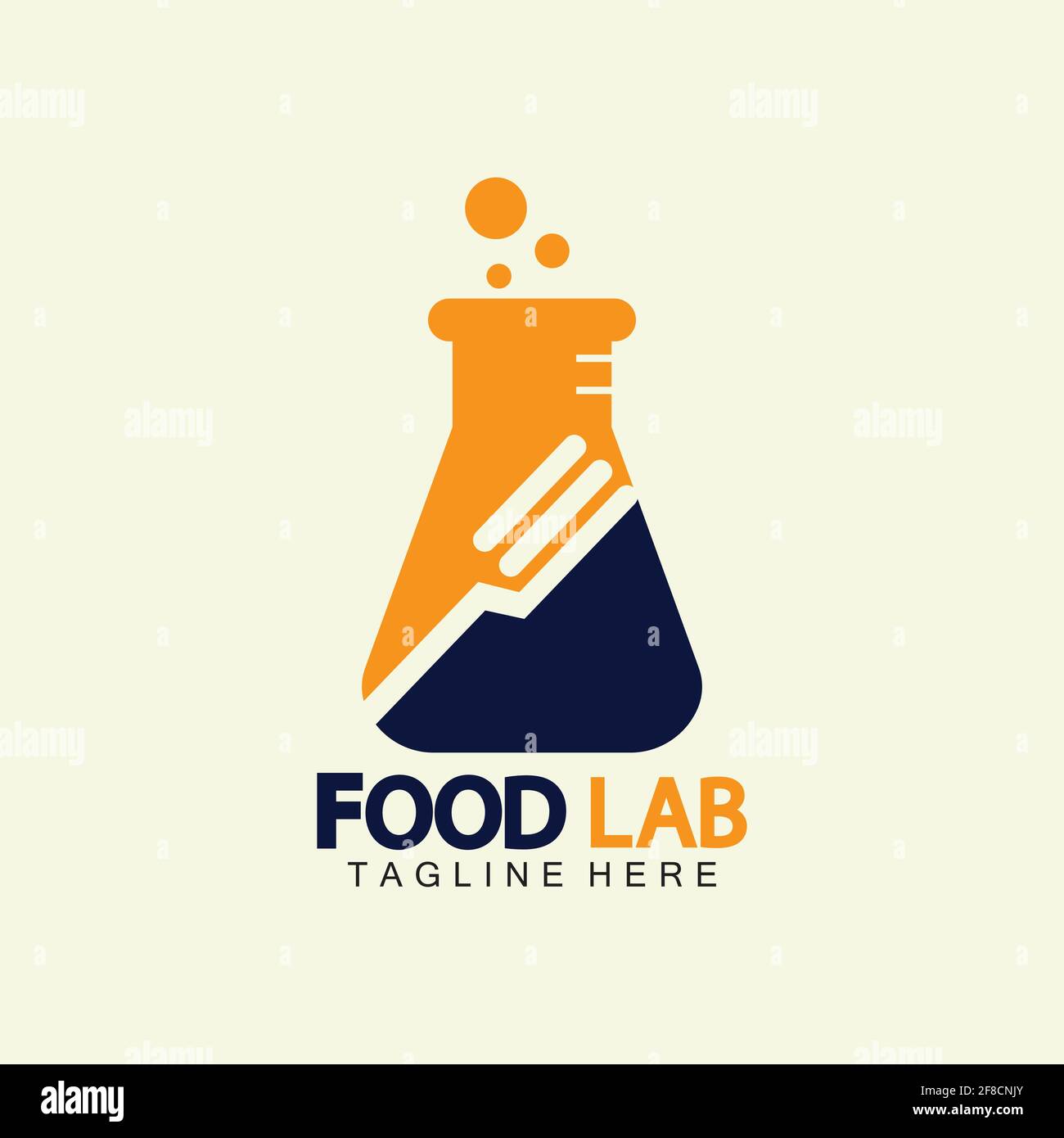 Modèle de conception d'illustration de l'icône vectorielle du logo Food Lab. Logo Lab. Tube à essai de laboratoire avec cuillère et fourchette. Illustration de Vecteur