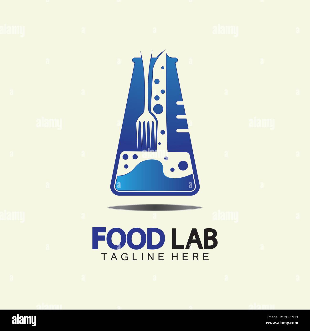 Modèle de conception d'illustration de l'icône vectorielle du logo Food Lab. Logo Lab. Tube à essai de laboratoire avec cuillère et fourchette. Illustration de Vecteur
