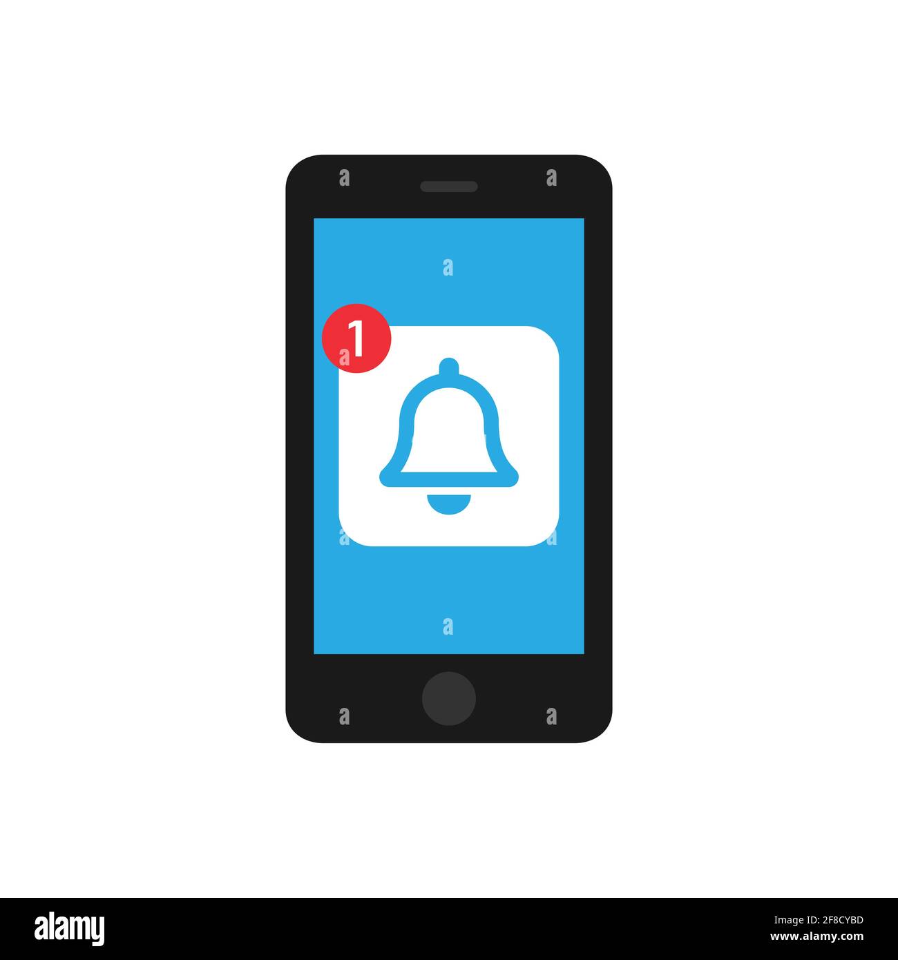 Smartphone avec notification de sonnerie sur l'écran. Téléphone avec symbole de notification illustration vectorielle EPS 10 Illustration de Vecteur