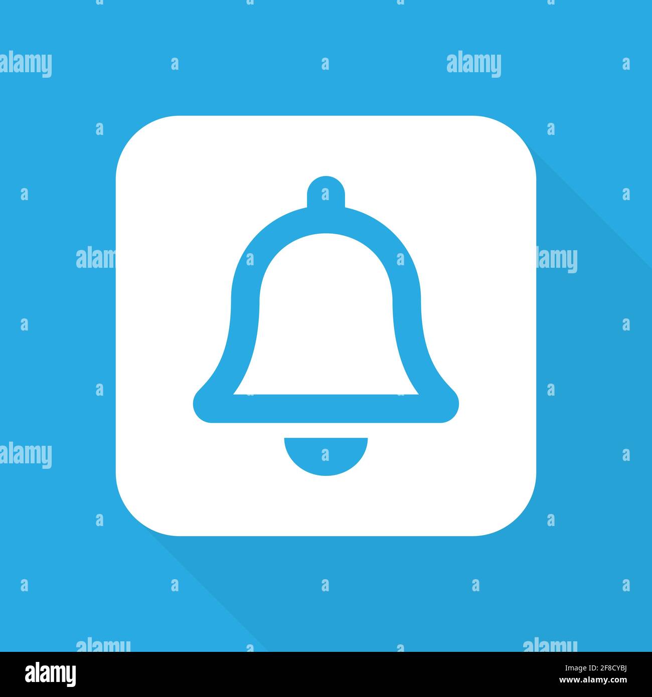 Icône de vecteur de cloche. Symbole de notification sur fond bleu illustration vectorielle EPS 10 Illustration de Vecteur