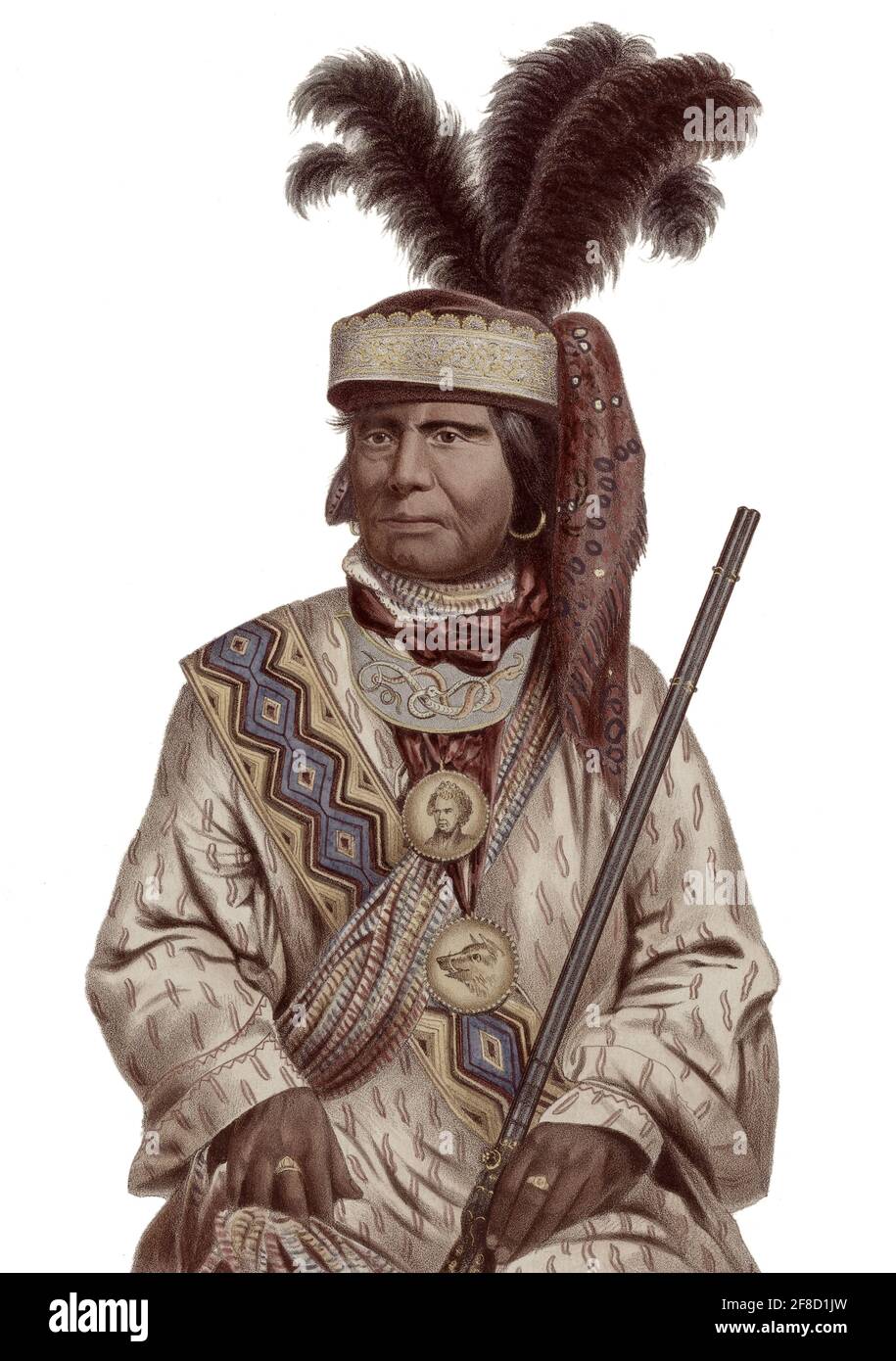 Le chef Billy Bowlegs (Holato Koniphatco Micco) (1810-c1859), également connu sous le nom de Billy Bolek, était un chef des Seminoles en Floride pendant les deuxième et troisième guerres Seminole contre les États-Unis. L'un des derniers dirigeants de Seminole à résister, il a finalement déménagé sur le territoire indien dans l'Oklahoma d'aujourd'hui. Banque D'Images