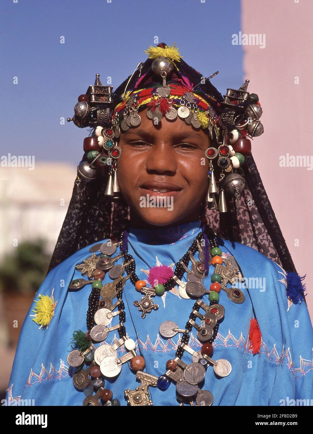 Berber Woman in Fantasia Show, Agadir, région Souss-Massa-Draâ, Maroc Banque D'Images