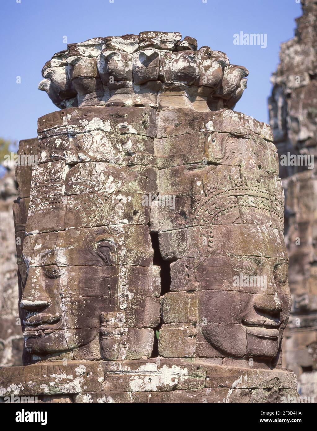 Visages d'Avalokiteshvara, temple Bayon, Angkor Thom, Siem Reap, Cambodge Banque D'Images