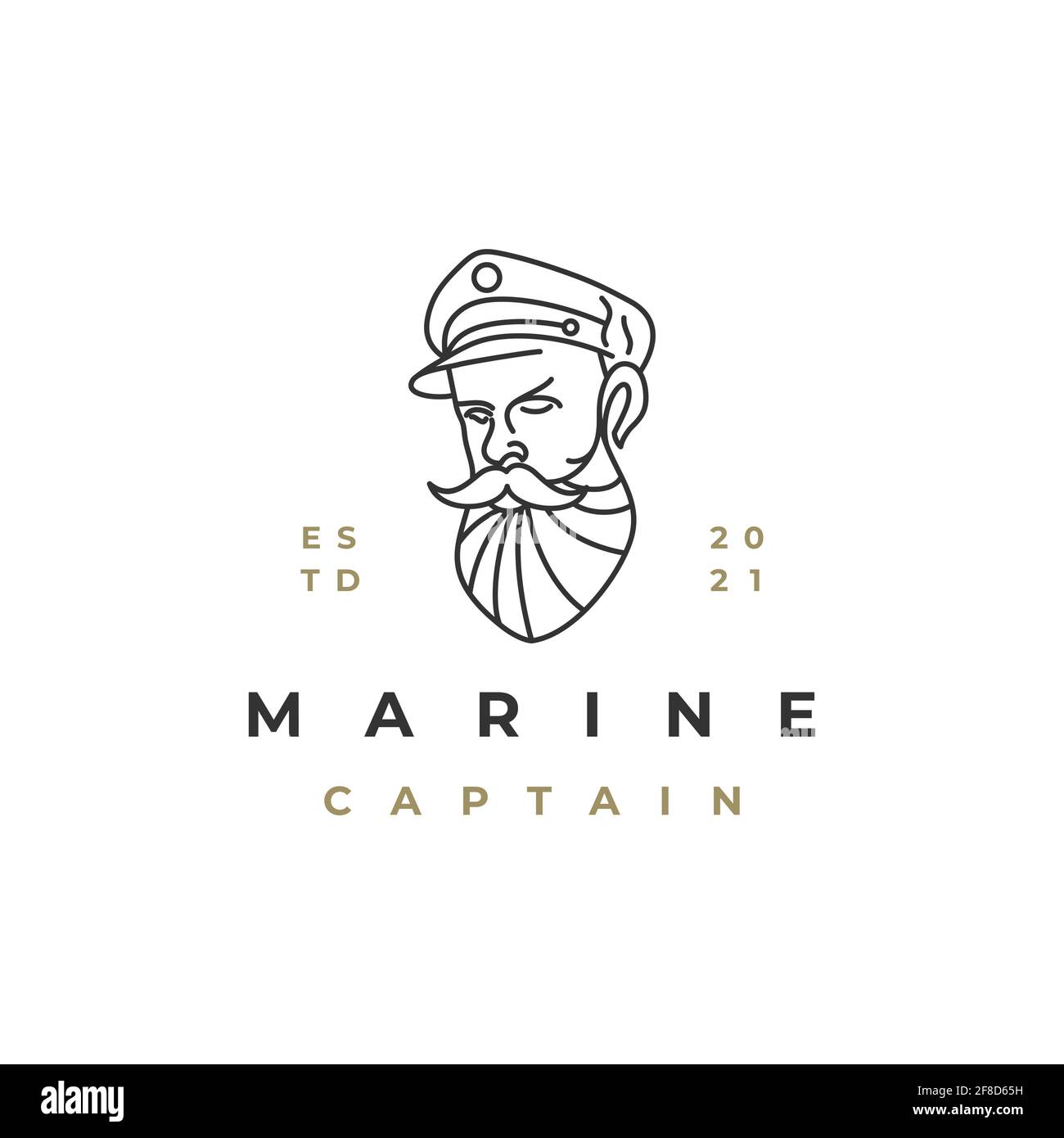 Marin, Line art navire capitaine logo vecteur de conception Illustration de Vecteur