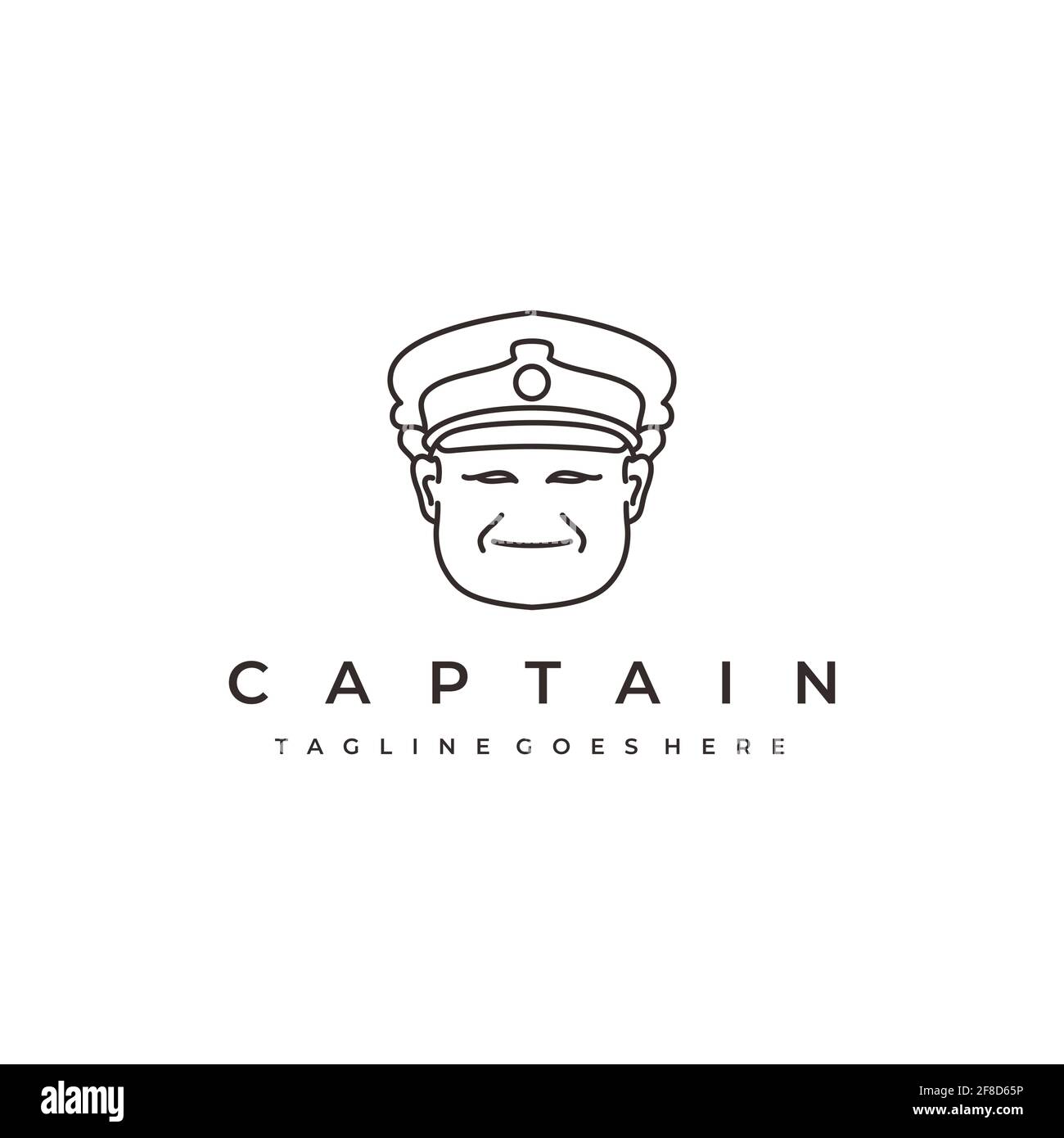 Marin, Line art navire capitaine logo vecteur de conception Illustration de Vecteur