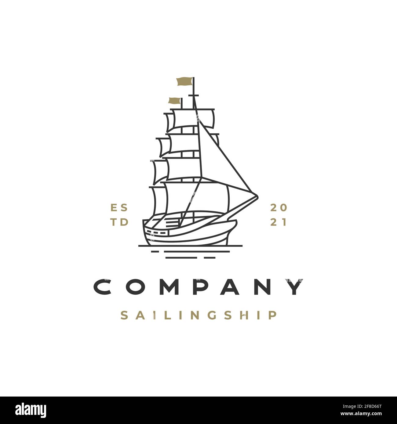 Vintage Retro Line art voile logo Design Illustration de Vecteur