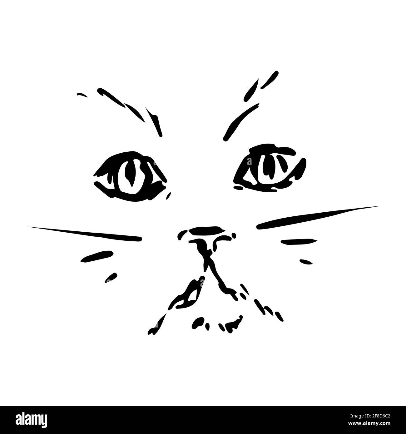 Illustration de l'encre vectorielle de visage de chat persan grincheux sur fond blanc Illustration de Vecteur