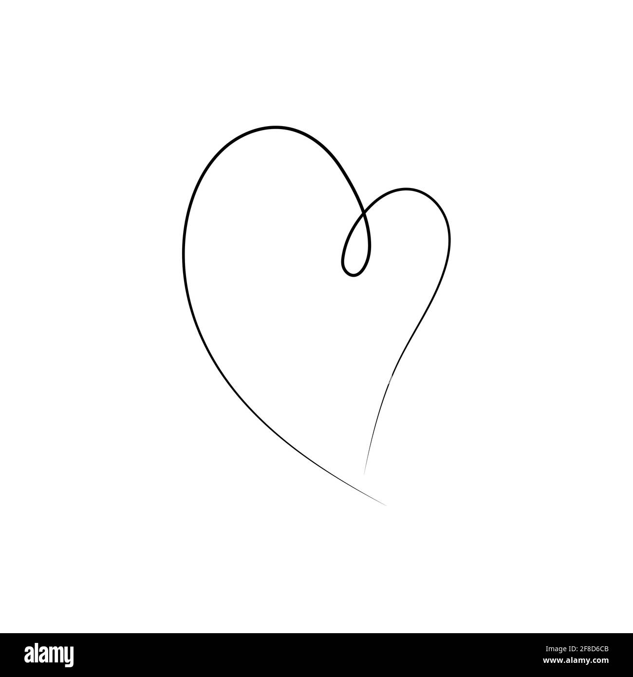 Ligne de coeur simple minimaliste vecteur illustration valentine jour design, une ligne dessiner sur fond blanc Illustration de Vecteur