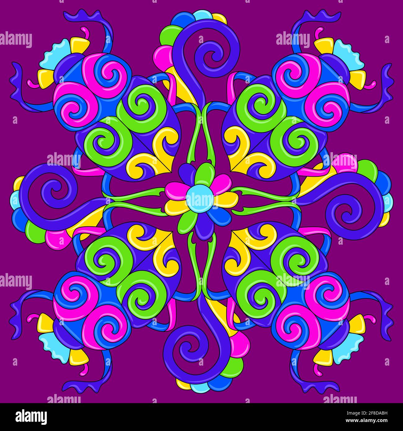 Mosaïque mexicaine talavera avec insectes et insectes stylisés. Objets décoratifs traditionnels. Illustration de Vecteur