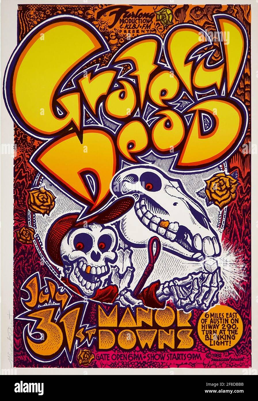 Une affiche de musique vintage pour un concert The Graful Dead Banque D'Images