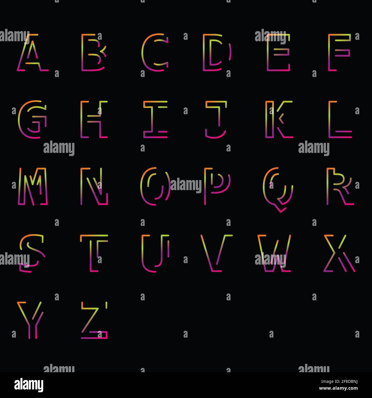 Design moderne en lettres majuscules latines, style minimaliste. Lettres de A à Z. Illustration vectorielle Illustration de Vecteur