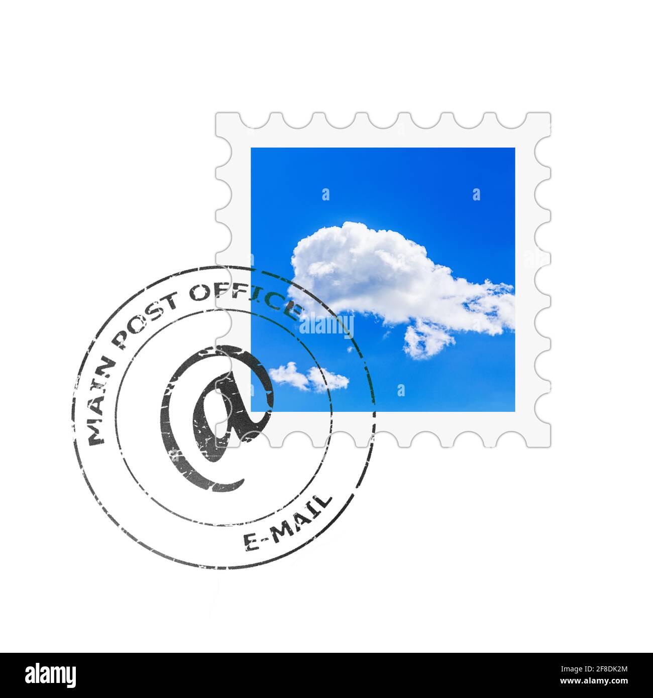 Timbre-poste et cachet de la poste pour l'enveloppe de courrier électronique Banque D'Images