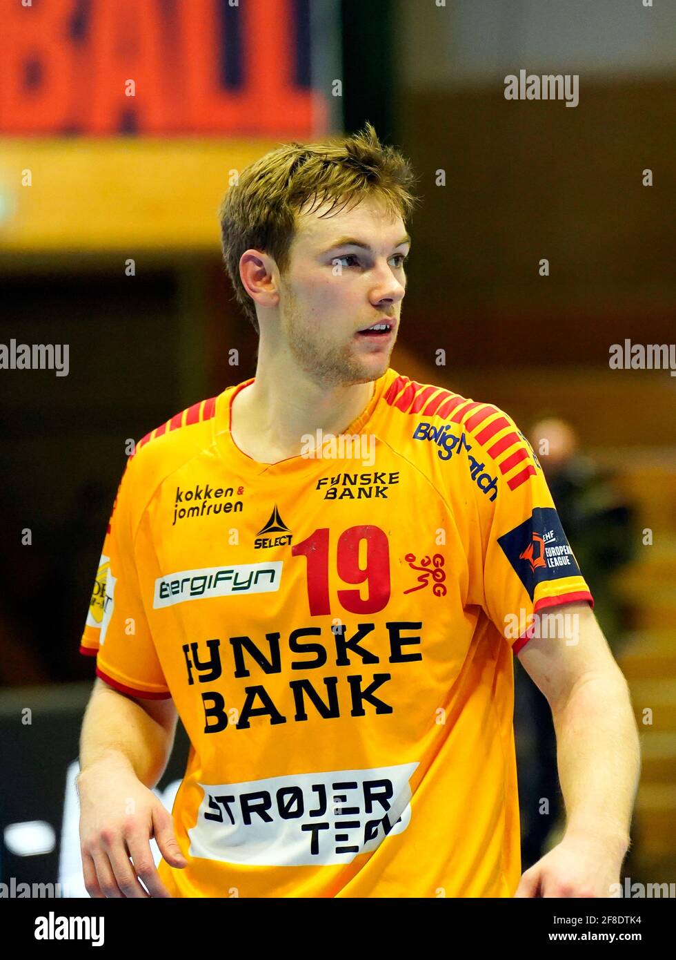 Gudme, Danemark. 13 avril 2021. Mathias Gidsel (19) de GOG vu dans le match de la Ligue européenne de l'EHF entre GOG et Orlen Wisla Plock à Phoenix Tag Arena à Gudme. (Crédit photo : Gonzales photo/Alamy Live News Banque D'Images