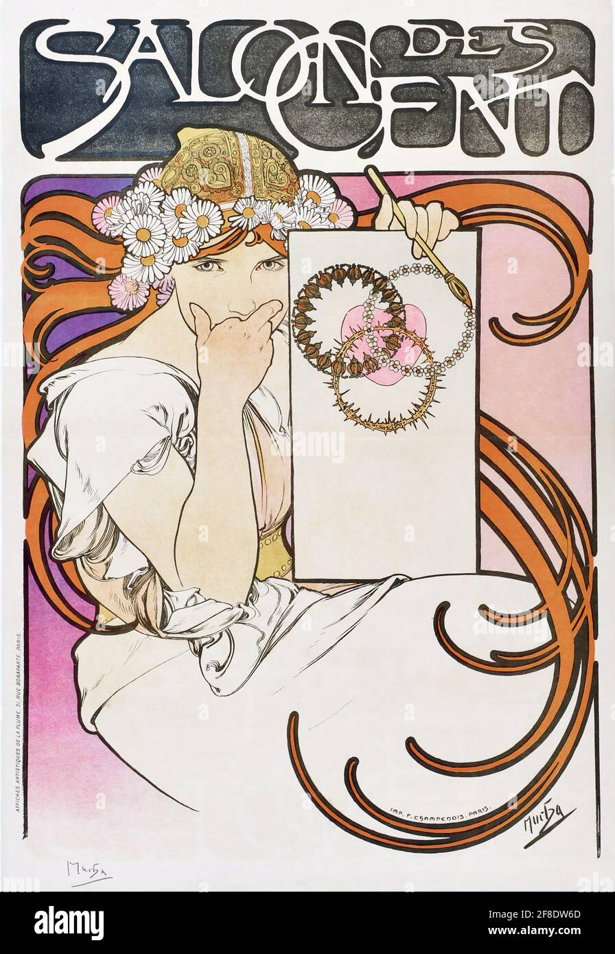 Salon des cent ad – Art nouveau d'Alphonse Mucha. 1897. Banque D'Images
