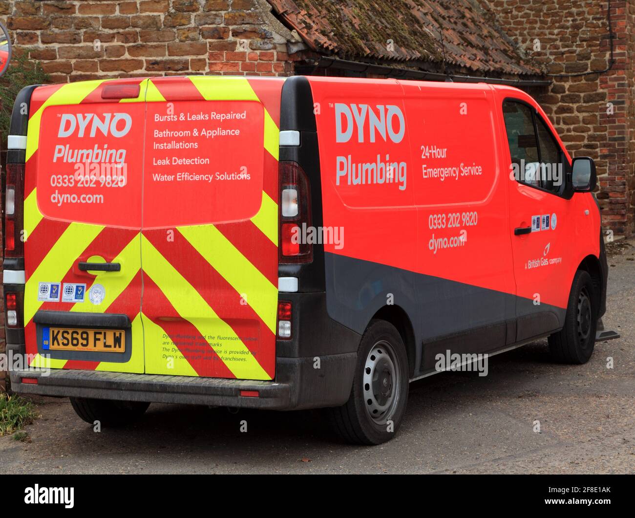 Dyno Plumbing, fourgonnette, véhicule, British Gas Company, Norfolk, Angleterre. Banque D'Images
