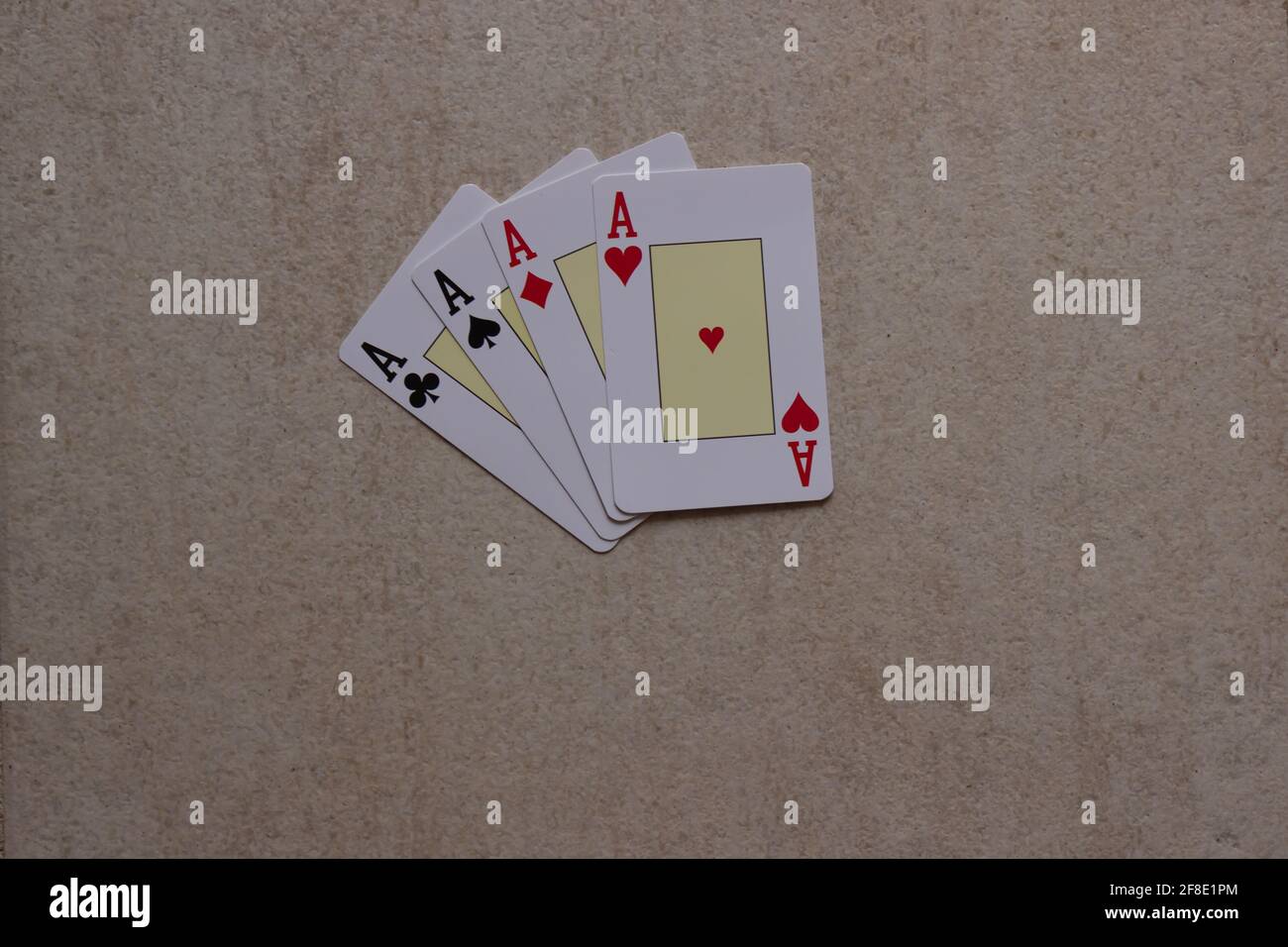 Quatre cartes formant le poker d'as. Banque D'Images