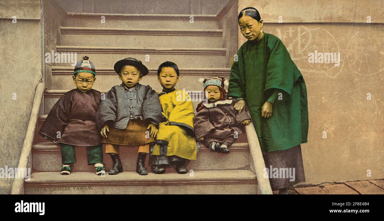 Famille chinoise, Californie, États-Unis, Detroit Publishing Company, 1900 Banque D'Images